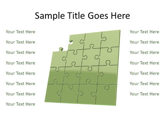 Puzzle 15 C Green PowerPoint PPT Slide design